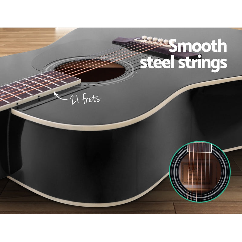 ALPHA 41 Inch Wooden Acoustic Guitar Black - Sale Now