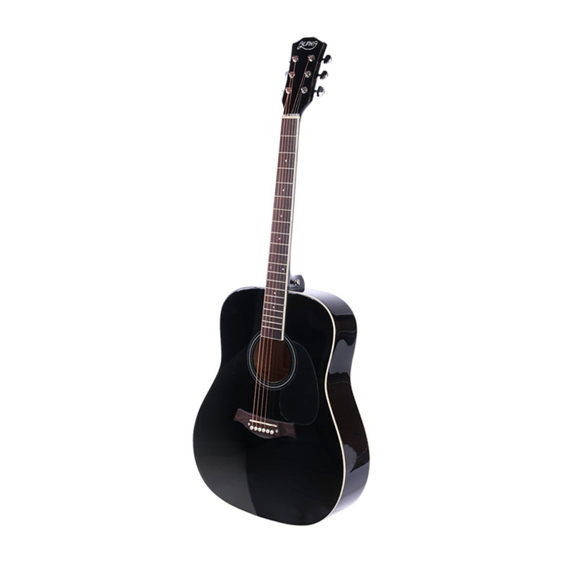 ALPHA 41 Inch Wooden Acoustic Guitar with Accessories set Black - Sale Now