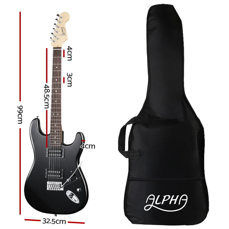 Alpha Electric Guitar Music String Instrument Rock Black Carry Bag Steel String - Sale Now