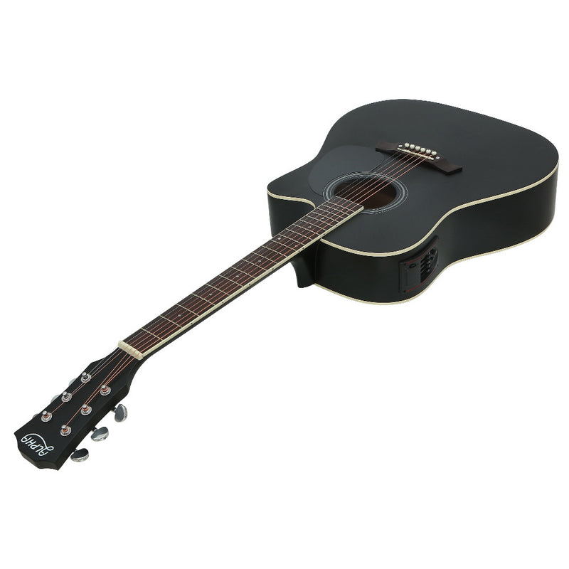 Alpha 41" Inch Electric Acoustic Guitar Wooden Classical Full Size EQ Bass Black - Sale Now
