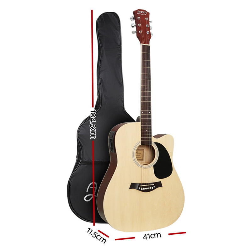 Alpha 41" Inch Electric Acoustic Guitar Wooden Classical EQ With Pickup Bass Natural - Sale Now