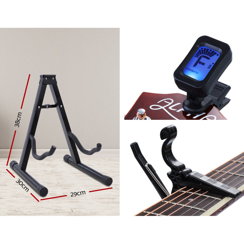 Alpha 41" Inch Electric Acoustic Guitar Wooden Classical with Pickup Capo Tuner Bass Natural - Sale Now