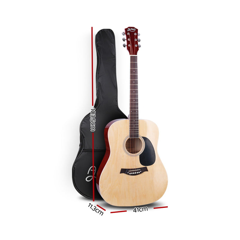 ALPHA 41 Inch Wooden Acoustic Guitar Natural Wood - Sale Now