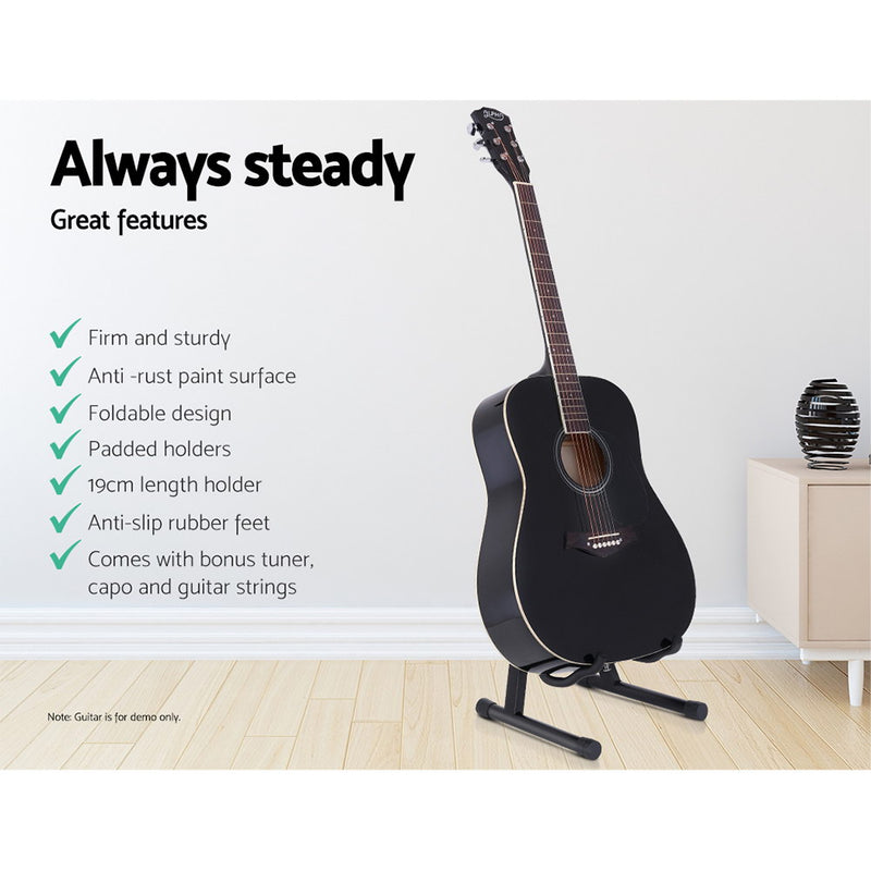 ALPHA Folding Acoustic Guitar Stand Bass Floor Rack Holder Accessories Pack - Sale Now