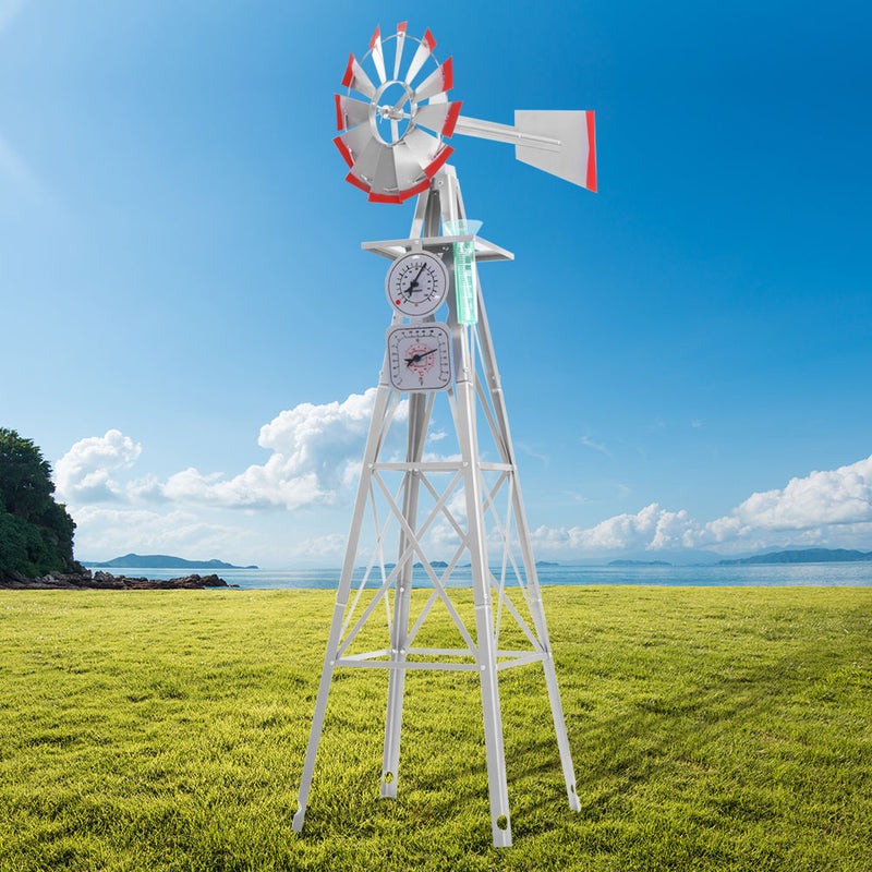 Garden Windmill 6FT 186cm Metal Ornaments Outdoor Decor Ornamental Wind Will - Sale Now