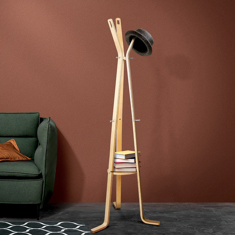 Artiss Wooden Coat Hanger Stand - Beige - Sale Now