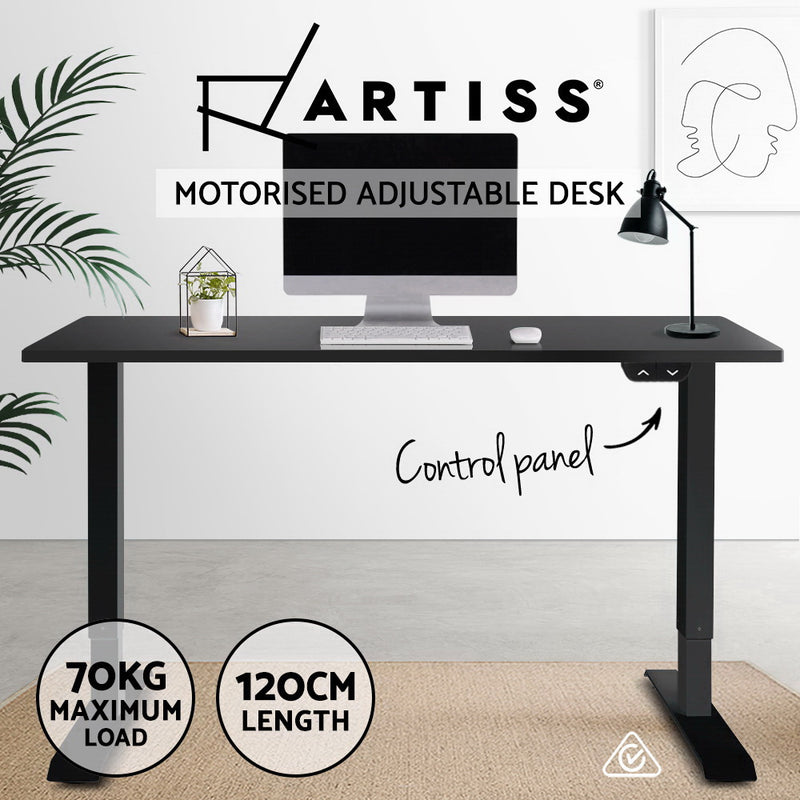Artiss Standing Desk Sit Stand Up Riser Height Adjustable Motorised Electric Computer Laptop Table Black - Sale Now