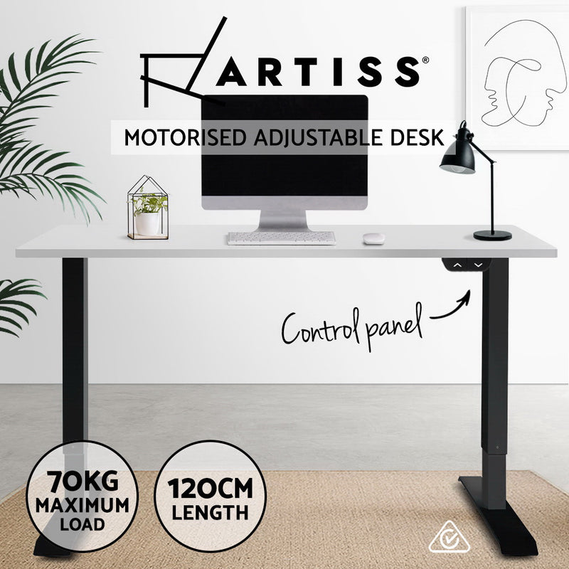 Artiss Standing Desk Motorised Electric Sit Stand Table Riser Computer Laptop Desks Black White - Sale Now