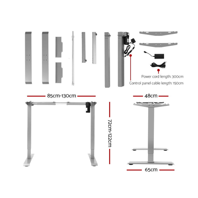 Artiss Standing Desk Sit Stand Riser Height Adjustable Motorised Frame Only Grey - Sale Now