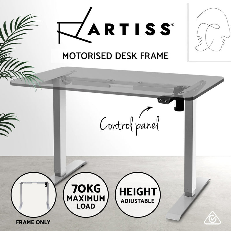 Artiss Standing Desk Sit Stand Riser Height Adjustable Motorised Frame Only Grey - Sale Now