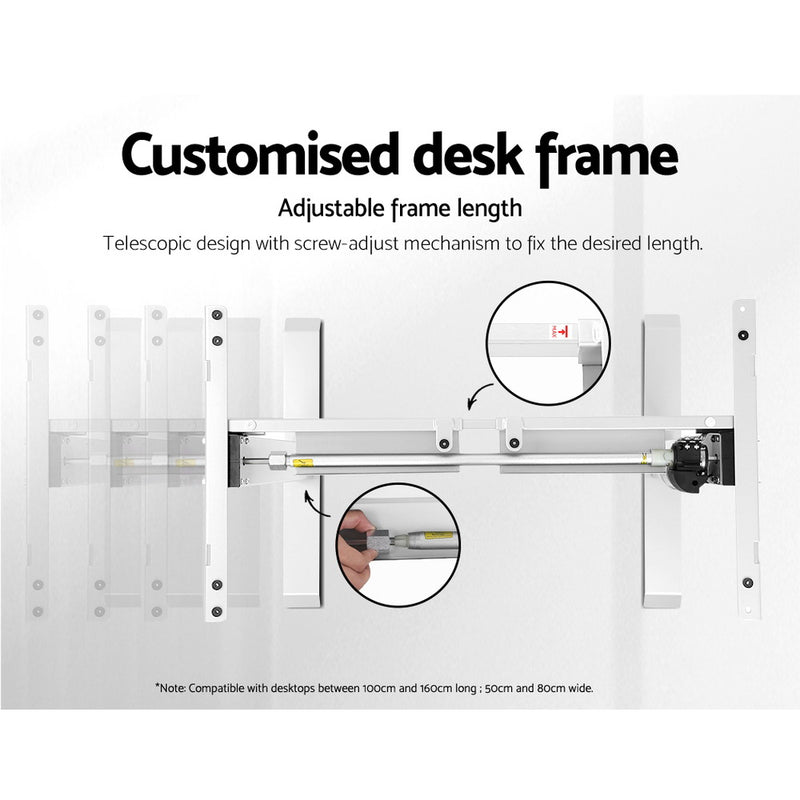 Motorised Adjustable Desk Frame White - Sale Now