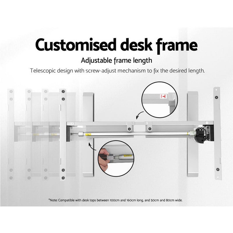 Artiss Standing Desk Sit Stand Table Riser Motorised Electric Height Adjustable Computer Laptop Table Home Office White Frame - Sale Now