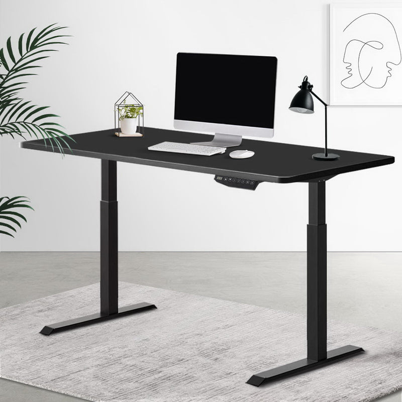 Artiss Standing Desk Sit Stand Table Riser Motorised Electric Computer Laptop Desks Dual Motors 140cm Black - Sale Now