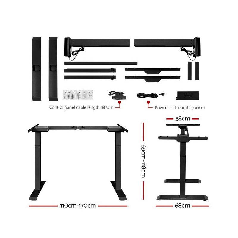 Artiss Standing Desk Sit Stand Table Riser Motorised Electric Frame Riser Dual Motors 140cm - Sale Now