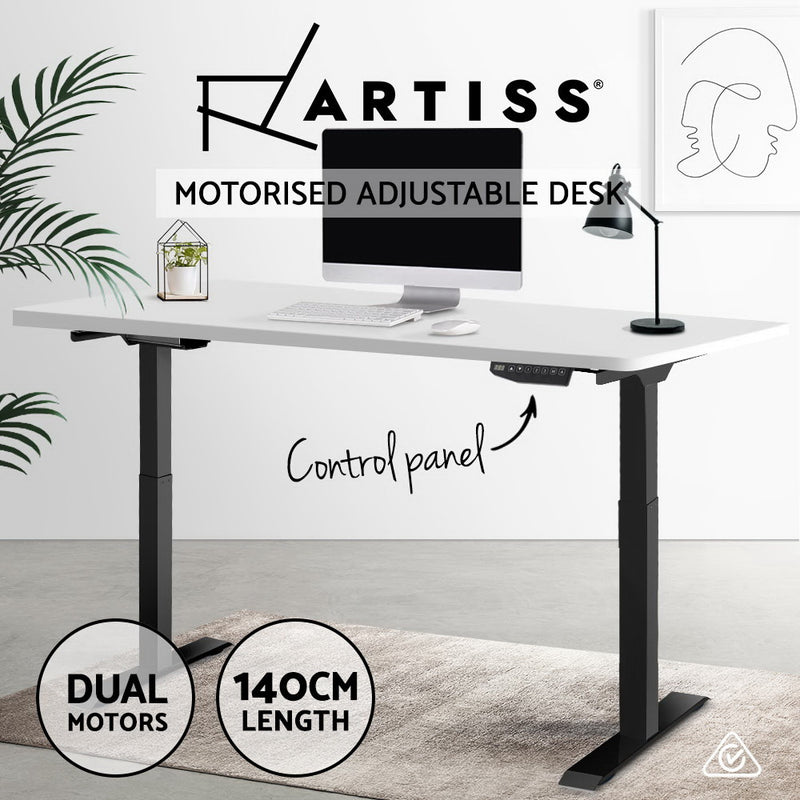 Artiss Standing Desk Sit Stand Table Riser Motorised Electric Computer Laptop Desks Dual Motors 140cm - Sale Now