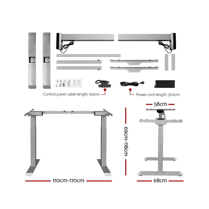 Artiss Standing Desk Motorised Electric Height Adjustable Laptop Computer Table Riser 120cm Dual Motor - Sale Now
