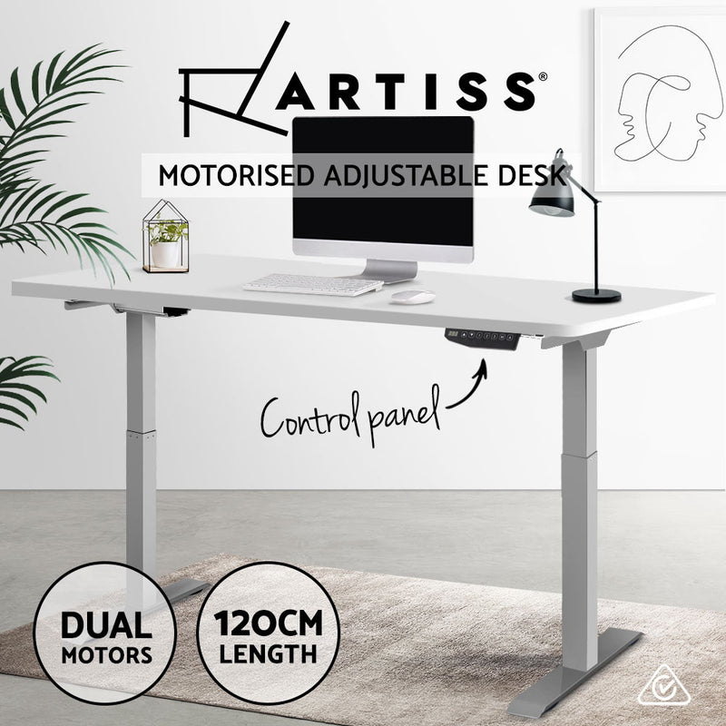 Artiss Standing Desk Motorised Height Adjustable Laptop Computer Table Electric Riser Dual Motor 120cm - Sale Now