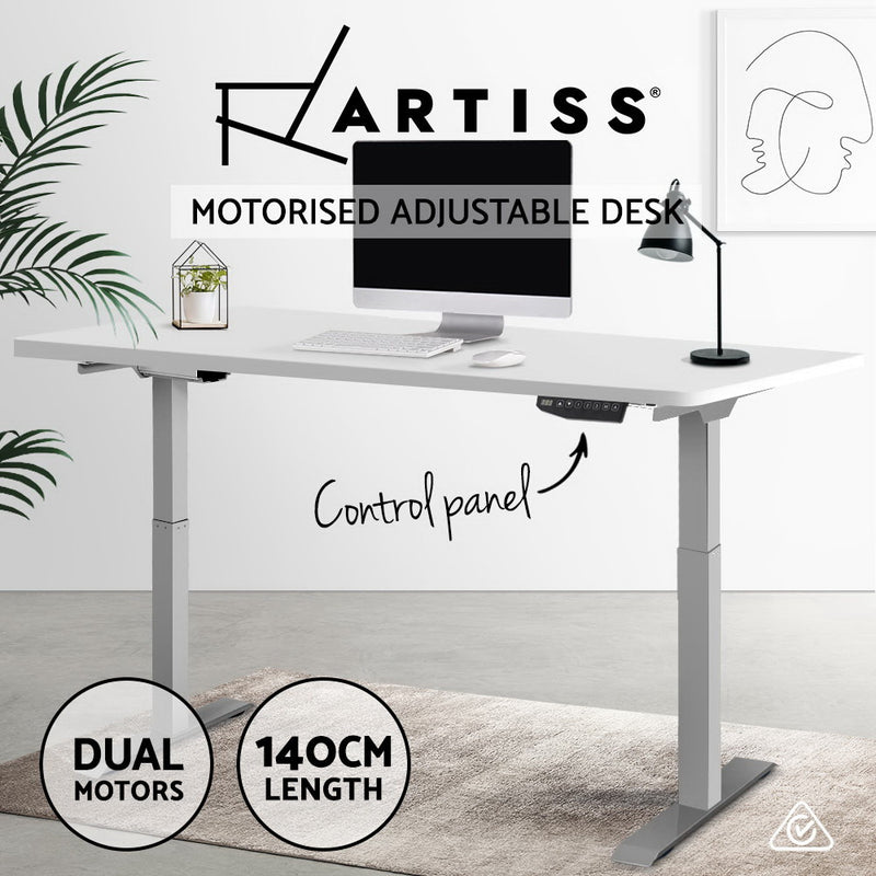 Artiss Sit Stand Standing Desk Motorised Electric Adjustable Laptop Computer Table Dual Motors 140cm - Sale Now