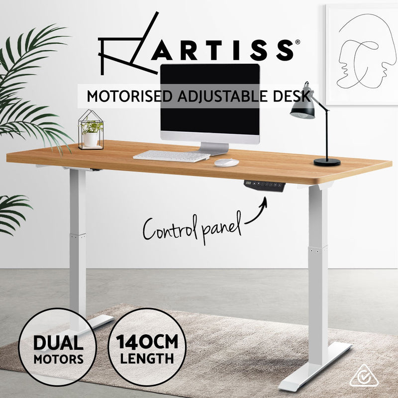 Artiss Standing Desk Motorised Sit Stand Table Riser Electric Computer Laptop Desks Dual Motors 140cm - Sale Now
