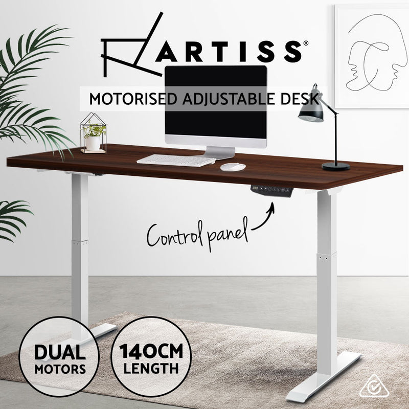 Artiss Standing Desk Motorised Sit Stand Table Height Adjustable Computer Laptop Desks Dual Motors 140cm - Sale Now