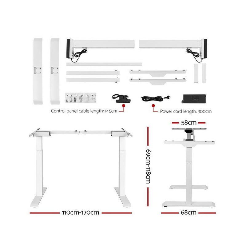 Artiss Sit Stand Desk Motorised Electric Computer Laptop Table Riser Office Dual Motor 120cm White - Sale Now
