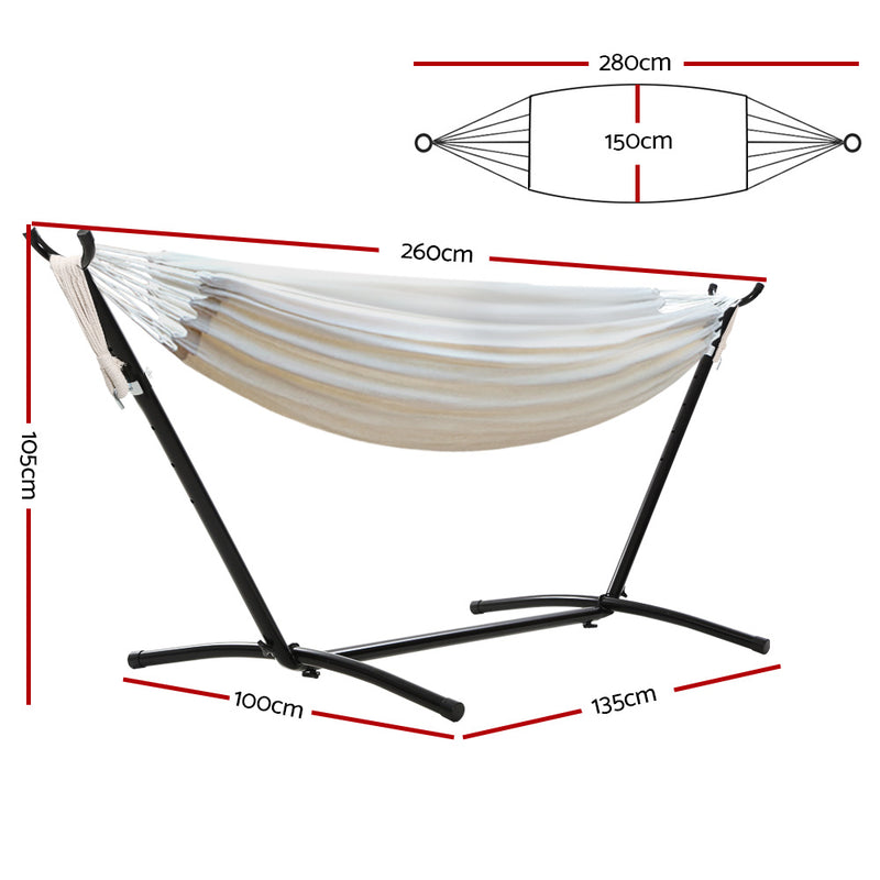 Gardeon Camping Hammock With Stand Cotton Rope Lounge Hammocks Outdoor Swing Bed - Sale Now