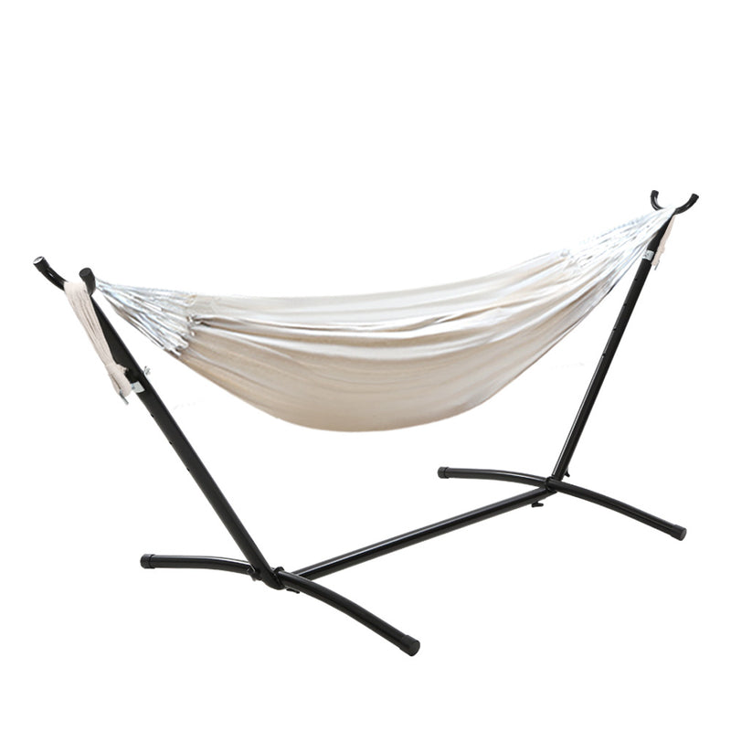 Gardeon Camping Hammock With Stand Cotton Rope Lounge Hammocks Outdoor Swing Bed - Sale Now