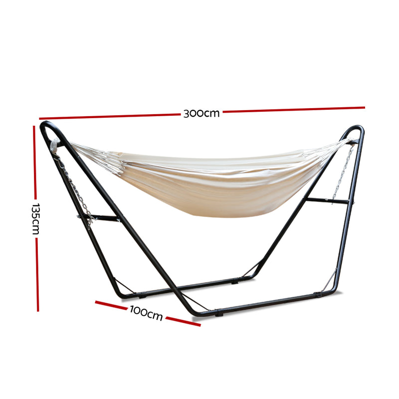 Gardeon Hammock Bed with Steel Frame Stand - Cream - Sale Now