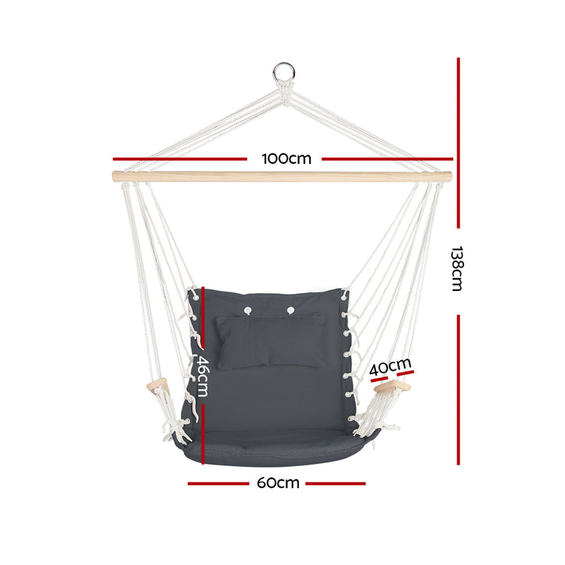 Gardeon Hammock Hanging Swing Chair - Grey - Sale Now