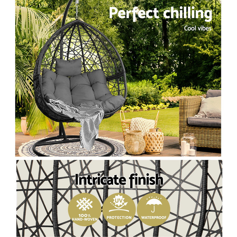 Gardeon Outdoor Hanging Swing Chair - Black - Sale Now
