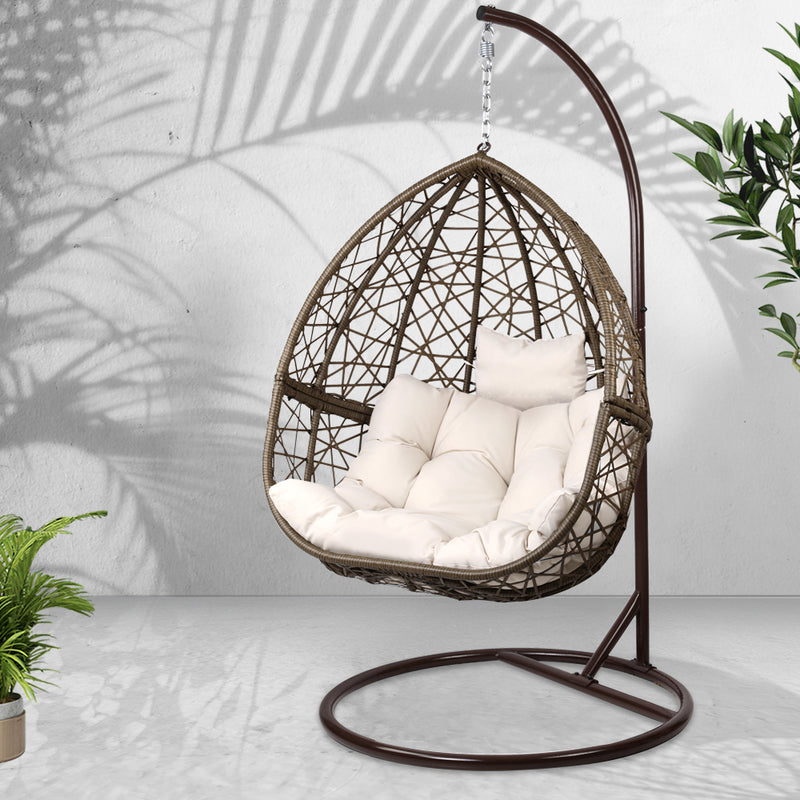 Gardeon Outdoor Hanging Swing Chair - Brown - Sale Now