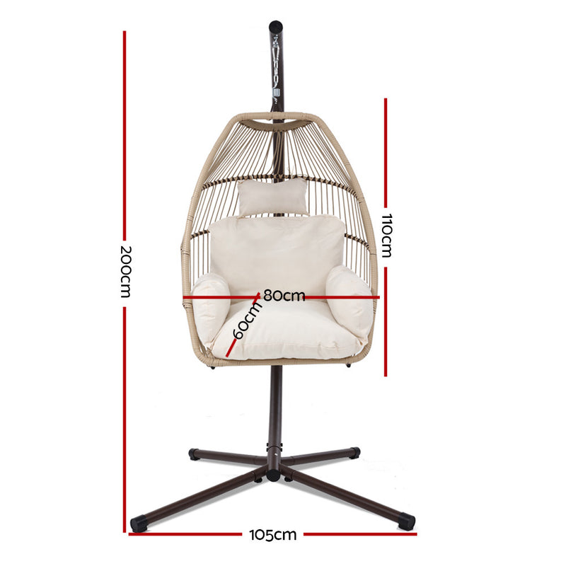 Gardeon Outdoor Furniture Egg Hanging Swing Chair Stand Wicker Rattan Hammock - Sale Now