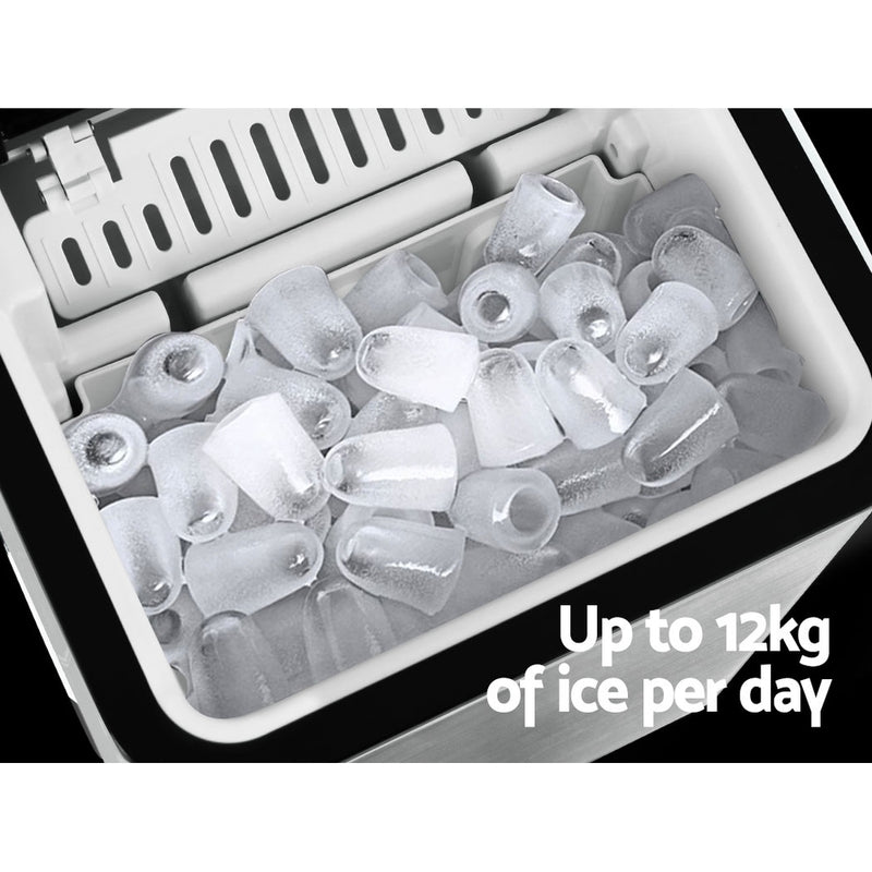 2.2L Ice Maker 12KG Portable Ice Makers Cube Tray Bar Home Countertop Silver - Sale Now