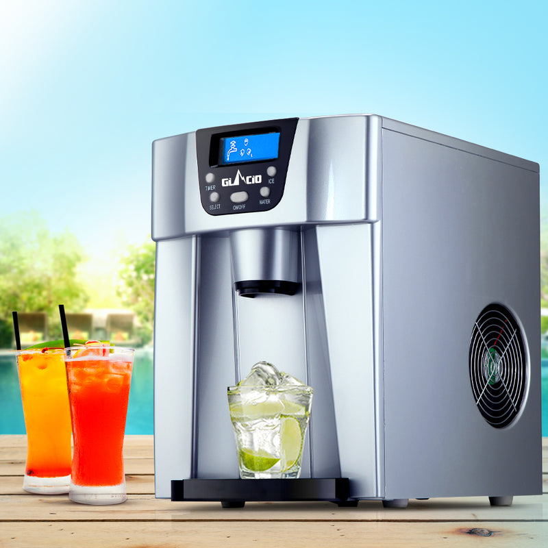Devanti 2L Portable Ice Cuber Maker & Water Dispenser - Silver - Sale Now