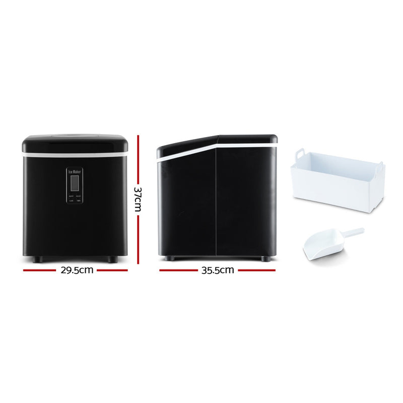 DEVANTI 3.2L Portable Ice Cube Maker Machine Benchtop Counter Black - Sale Now