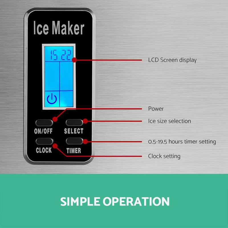 Devanti 3.2L Stainless Steel Portable Ice Cube Maker - Sale Now