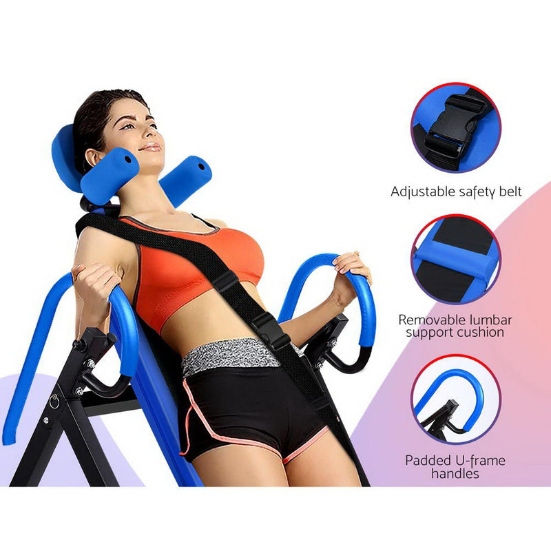 Everfit Gravity Inversion Table Foldable Stretcher Inverter Home Gym Fitness - Sale Now