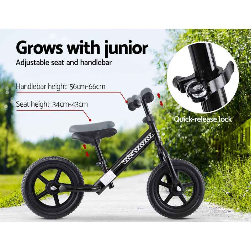 Kids Balance Bike Ride On Toys Push Bicycle Wheels Toddler Baby 12" Bikes Black - Sale Now