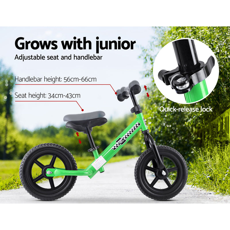 Kids Balance Bike Ride On Toys Push Bicycle Wheels Toddler Baby 12" Bikes Green - Sale Now