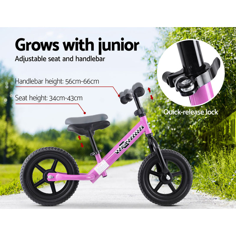 Kids Balance Bike Ride On Toys Push Bicycle Wheels Toddler Baby 12" Bikes Pink - Sale Now