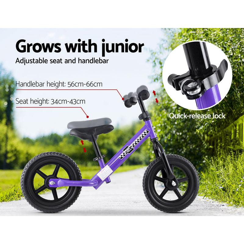 Kids Balance Bike Ride On Toys Push Bicycle Wheels Toddler Baby 12" Bikes Purple - Sale Now