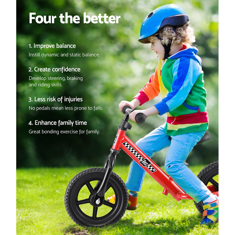 Kids Balance Bike Ride On Toys Push Bicycle Wheels Toddler Baby 12" Bikes Red - Sale Now