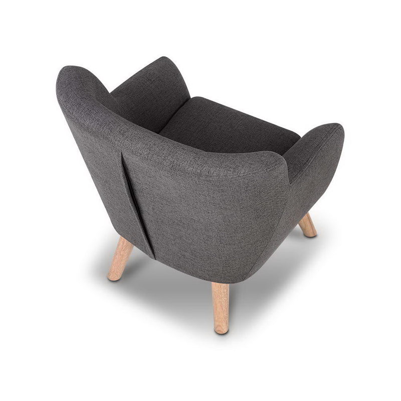 Keezi Kids Sofa Armchair Fabric Wooden Lorraine French Couch Children Room Grey - Sale Now