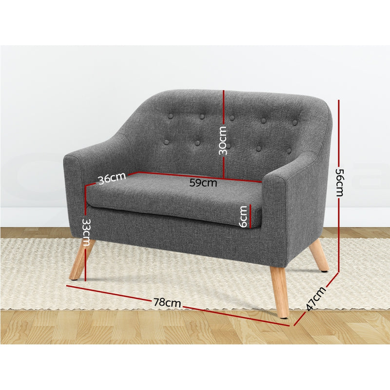 Keezi Kids Sofa Armchair Lounge Chair Chairs Children Couch Double Fabric Grey - Sale Now