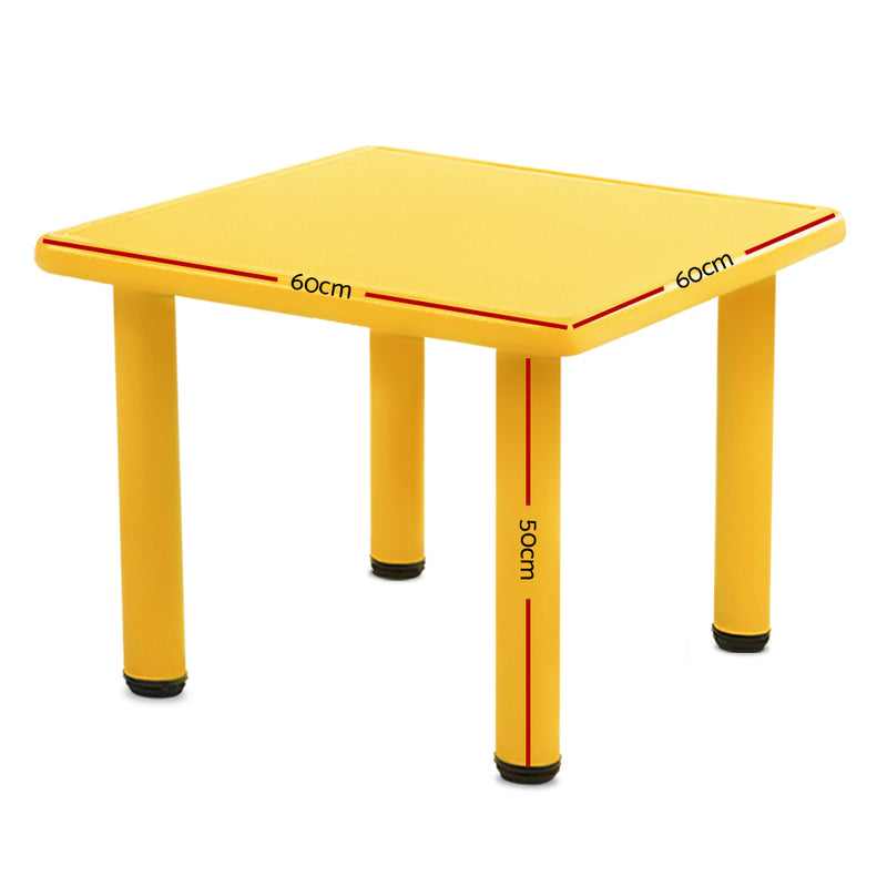 Keezi Kids Children Painting Activity Study Plastic Desk Yellow Table 60x60cm - Sale Now