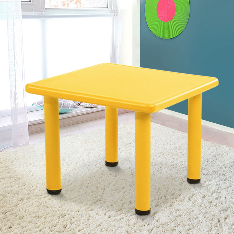 Keezi Kids Children Painting Activity Study Plastic Desk Yellow Table 60x60cm - Sale Now