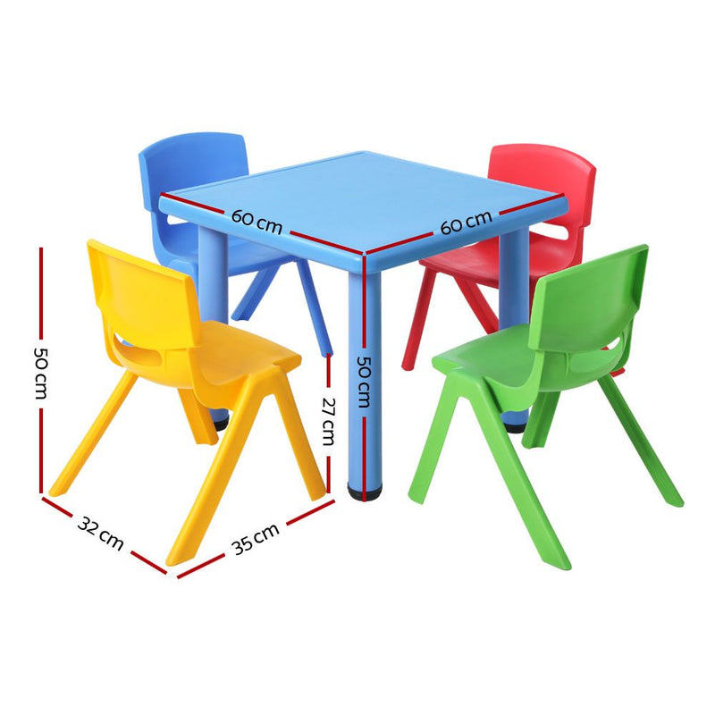 Keezi 5 Piece Kids Table and Chair Set - Blue - Sale Now