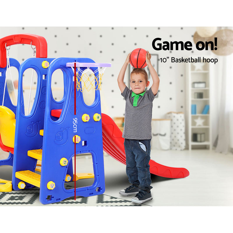 Keezi Kids 3-in-1 Slide Swing with Basketball Hoop Toddler Outdoor Indoor Play - Sale Now