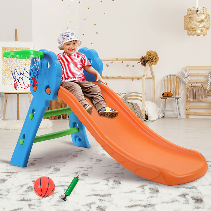 Keezi Kids Slide with Basketball Hoop Outdoor Indoor Playground Toddler Play - Sale Now