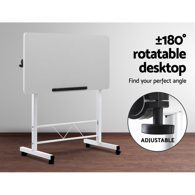 Portable Mobile Laptop Desk Notebook Computer Height Adjustable Table Sit Stand Study Office Work White - Sale Now